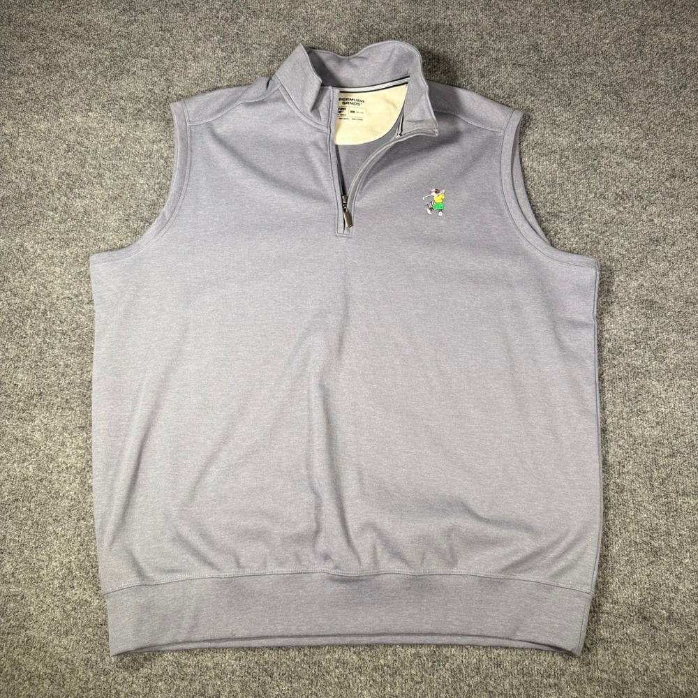 Bermuda Sands Golf Vest Mens 2XL Blue Storm Dri 1/4 Zip Pullover Raccoon Logo